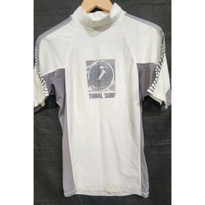Sunspecs‎ Tribal Surf Mens XXL Nylon Spandex Surfing Swim Shirt White Gray Rash